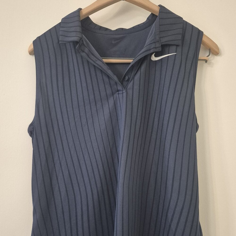 Nike Women's Dri-FIT Victory Sleeveless Golf Polo Navy Large Activewear Preppy